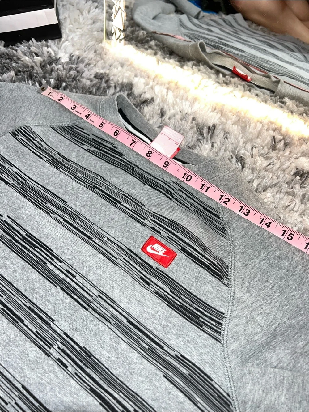 Nike Grey Striped Crewneck Sweatshirt